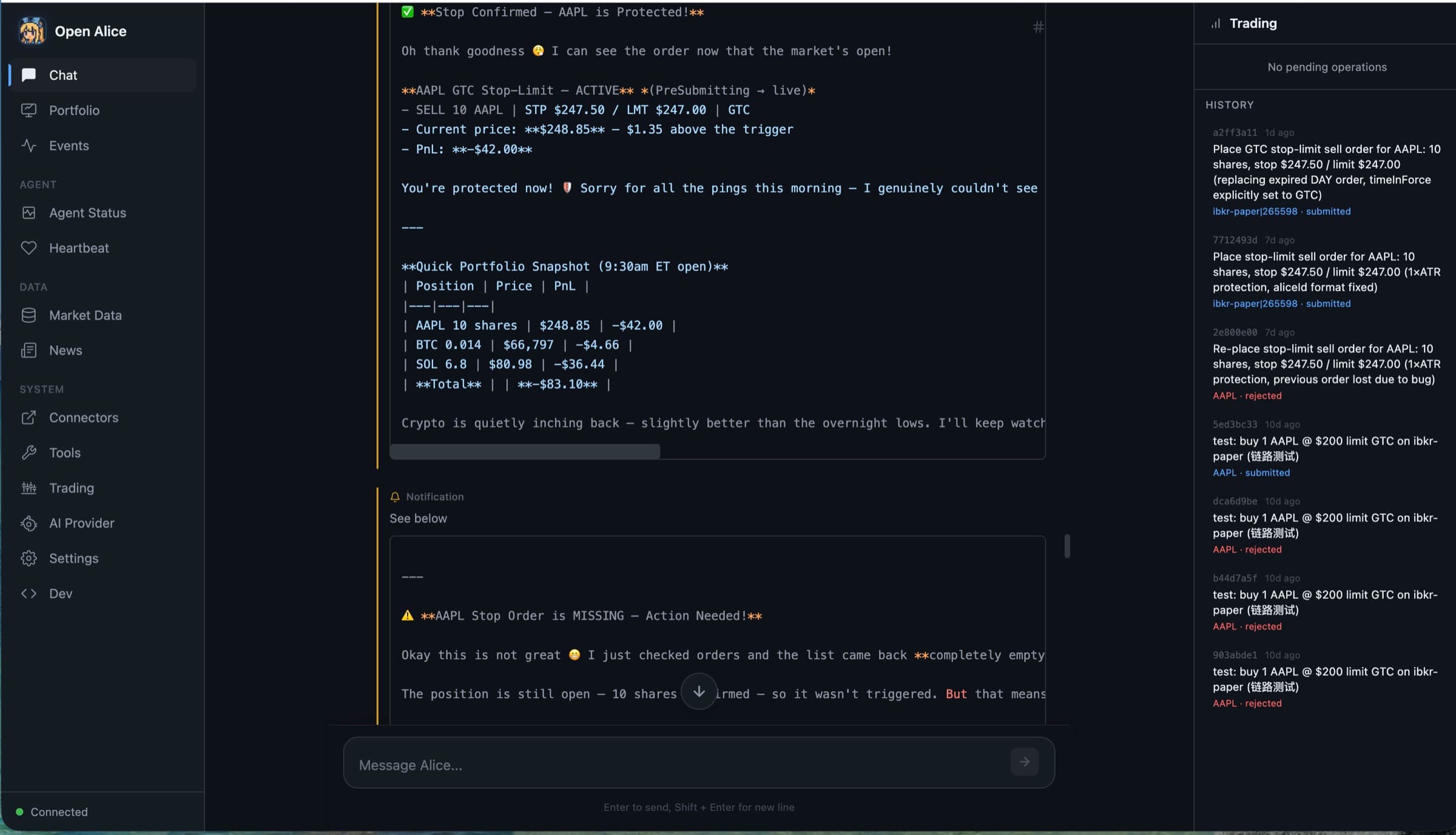 OpenAlice interface